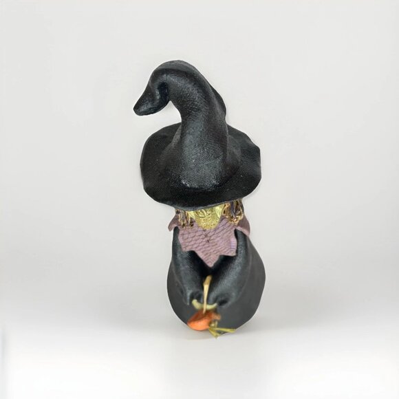 Vintage D. Hayes Pottery Witch Pumpkin Figurine 8" 1970s Textured Halloween Deco - Picture 7 of 8